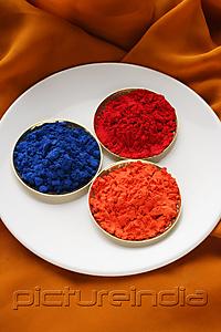 PictureIndia - red, blue and orange Indian powder paints