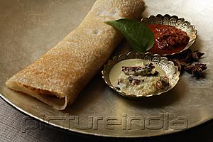 PictureIndia - dosai with two curries on silver plate