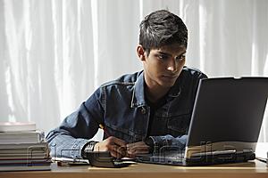 PictureIndia - young man looking at computer and studying
