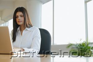 PictureIndia - Female executive working on laptop, portrait